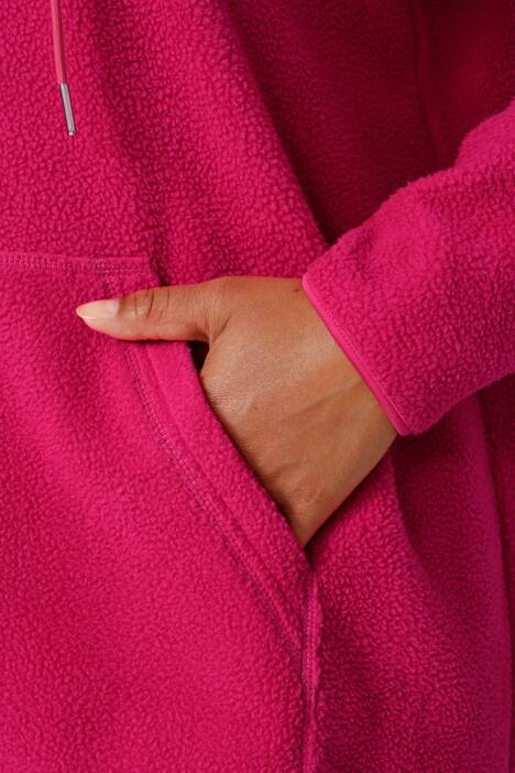 Long-Hoodie, oversized, Teddyfleece, Kapuze mit Zipper, Kängurutasche