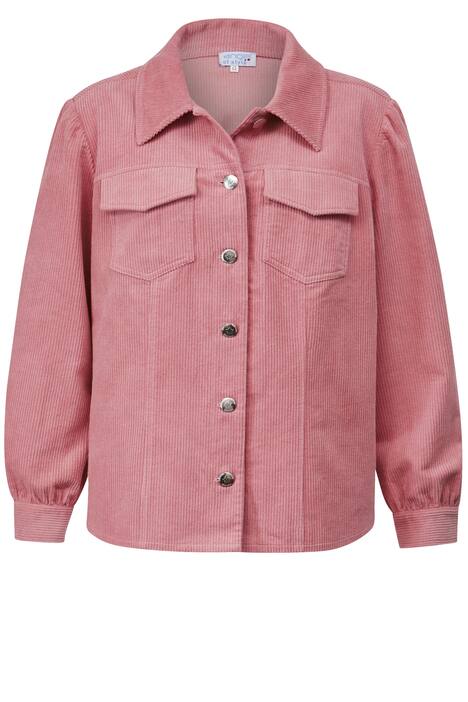 Cord-Hemdjacke, gepuffter Langarm, Hemdkragen