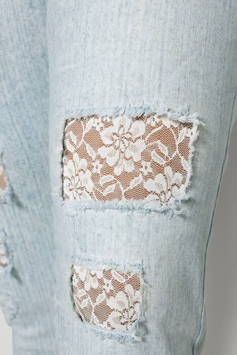 7/8-jeans, comfort fit, destroyed met kant, 5-pocket