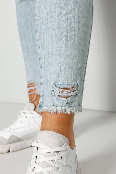 7/8-jeans, comfort fit, destroyed met kant, 5-pocket