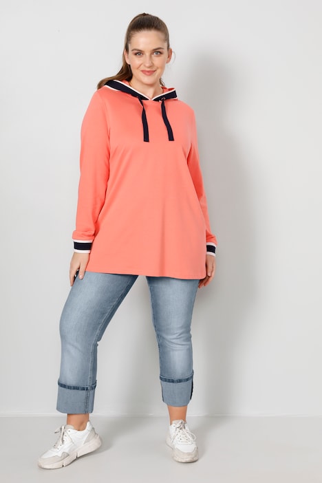 Hoodie, A-Line, Kapuze und Langarm mit Zierband,