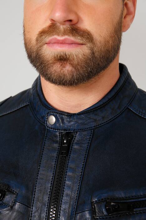 Leren jack met opstaande kraag en sluiting