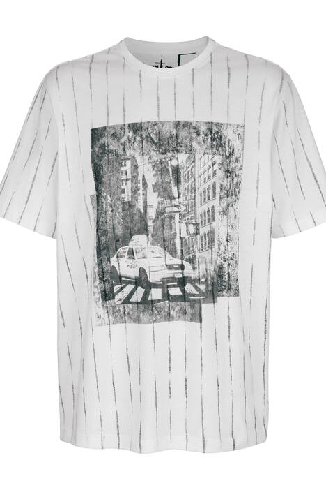John F. Gee T-Shirt, Halbarm, Black/White Print, bis 72/74