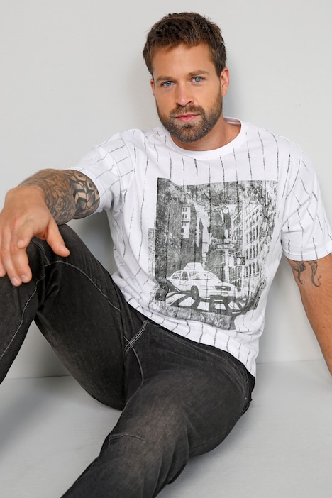John F. Gee T-Shirt, Halbarm, Black/White Print, bis 72/74