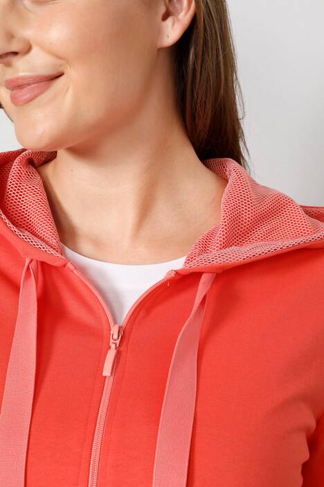 Long-Sweatjacke, Kapuze, Langarm