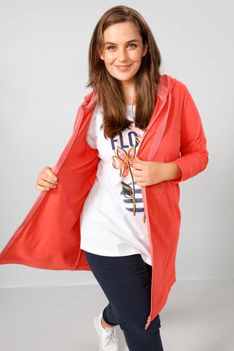 Long-Sweatjacke, Kapuze, Langarm