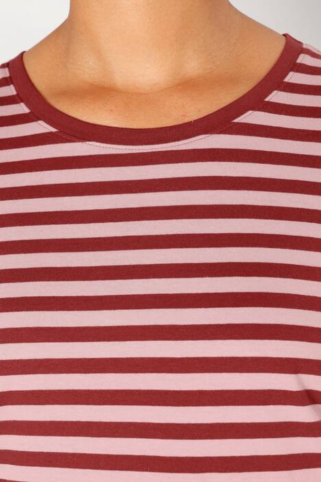 T-Shirt, Classic Fit, Ringel, farbiger Rundhals, 3/4-Ärmel