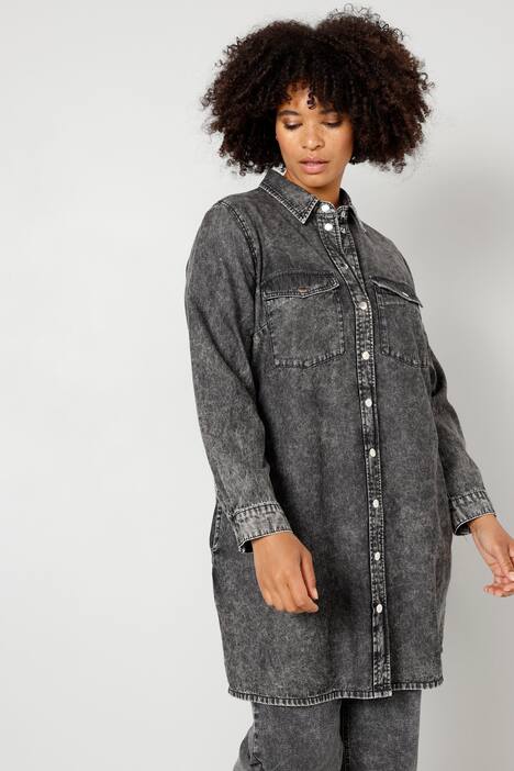 Long-Jeanshemd, Vintage-Look, Langarm