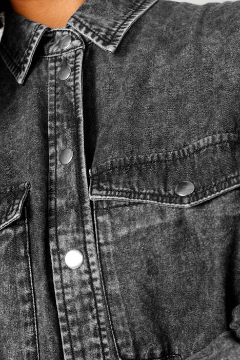 Long-Jeanshemd, Vintage-Look, Langarm