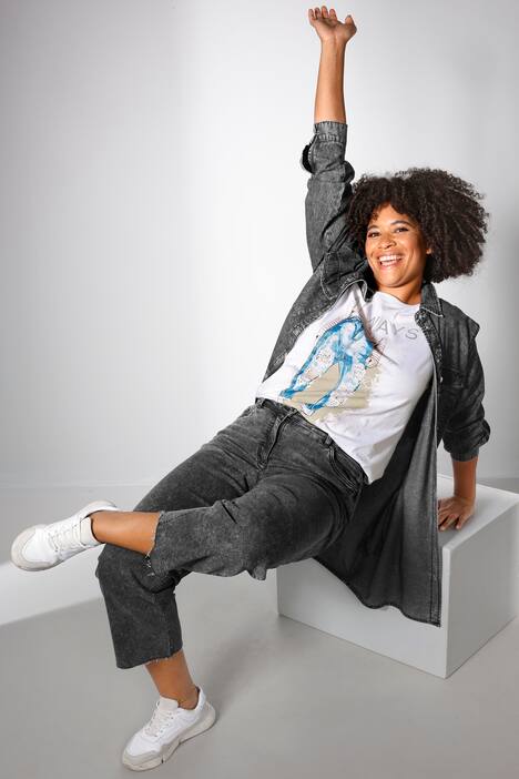 Long-Jeanshemd, Vintage-Look, Langarm