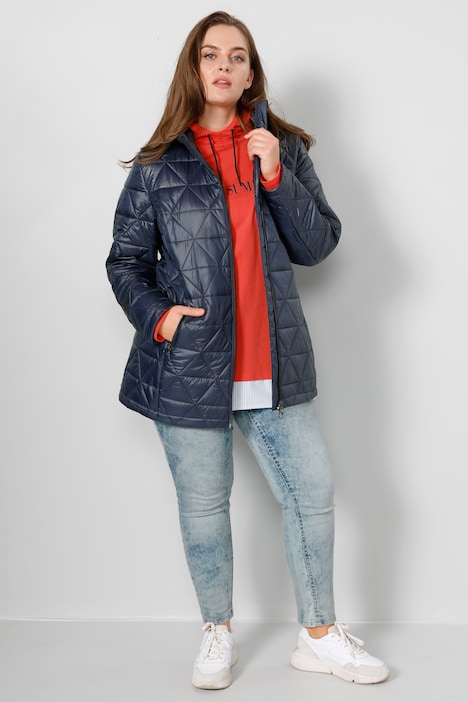 Steppjacke, Classic Fit, Rhombenstepp, Stehkragen, Langarm