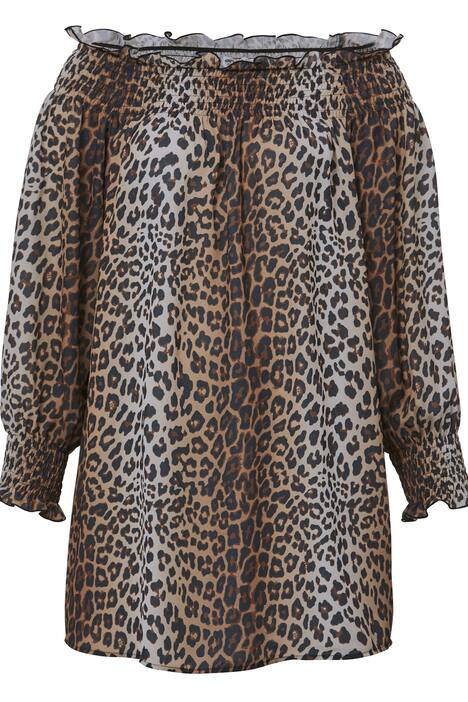 Bluse mit elastischem Carmen-Ausschnitt