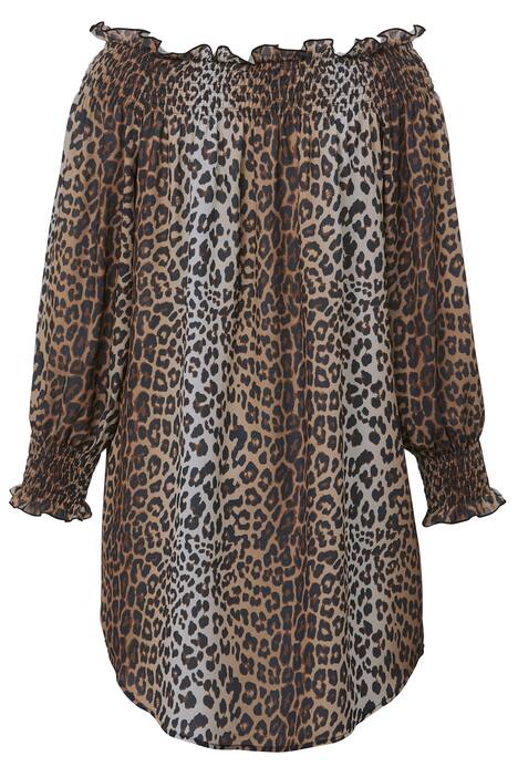 Bluse mit elastischem Carmen-Ausschnitt