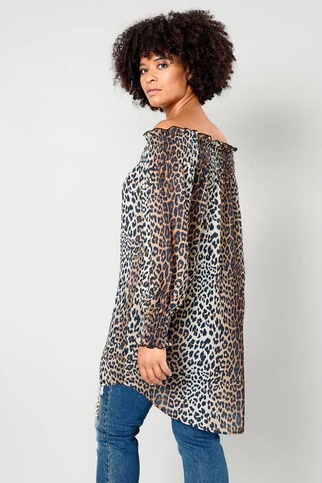 Bluse mit elastischem Carmen-Ausschnitt