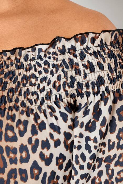 Bluse mit elastischem Carmen-Ausschnitt