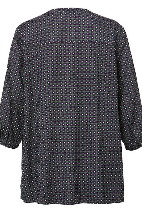 Tunika-Bluse mit allover Print, olive | Happy Size