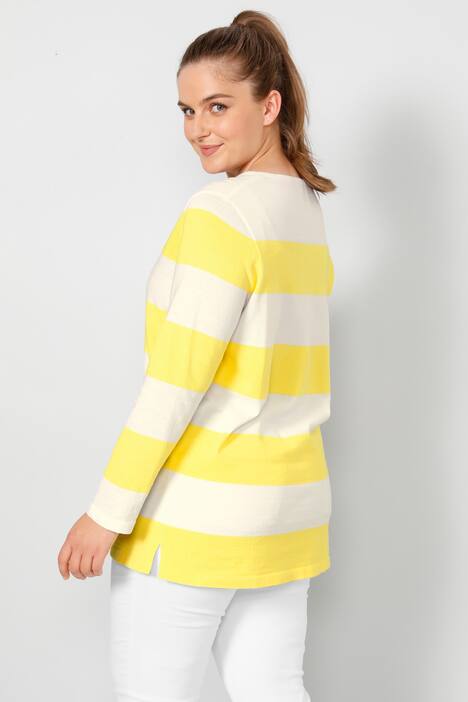 Pullover, Regular Fit, Blockstreifen, V-Ausschnitt, Langarm