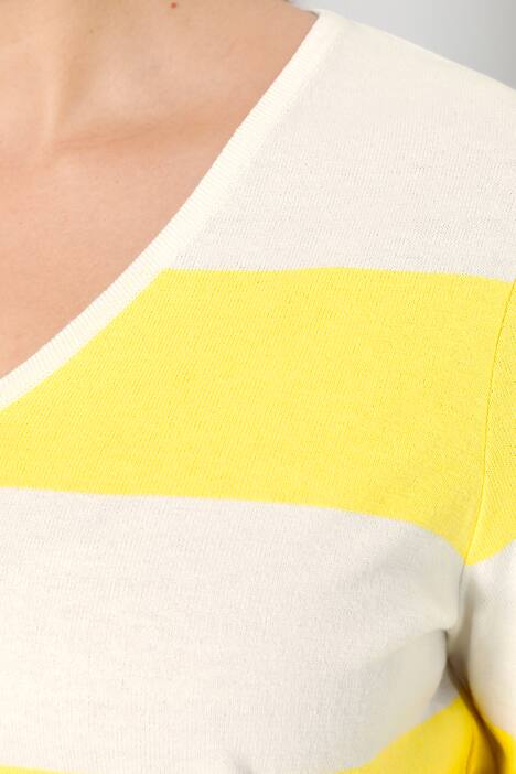 Pullover, Regular Fit, Blockstreifen, V-Ausschnitt, Langarm