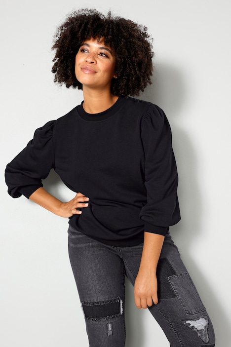 Sweatshirt, Regular Fit, Rundhals, weite Puffärmel