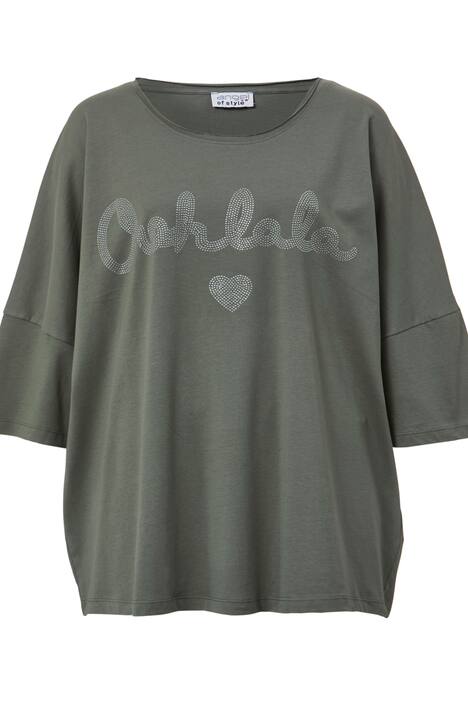 T-Shirt, oversized, Glitzer-Schriftzug, Halbarm