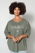 T-Shirt, oversized, Glitzer-Schriftzug, Halbarm