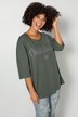 T-Shirt, oversized, Glitzer-Schriftzug, Halbarm