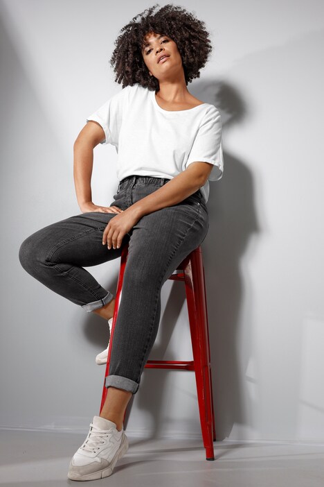 Mom-Jeans, Vintage-Look, Elastikbund, 5-Pocket