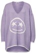 Pullover, oversized, Smiley, V-Ausschnitt, Langarm