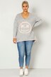 Pullover, oversized, Smiley, V-Ausschnitt, Langarm