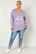 Pullover, oversized, Smiley, V-Ausschnitt, Langarm