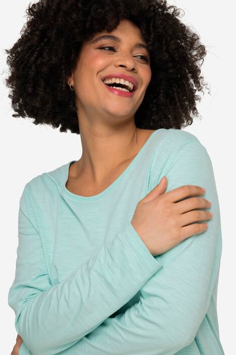 Basic-Longshirt, Rundhals, Langarm, gerundeter Saum