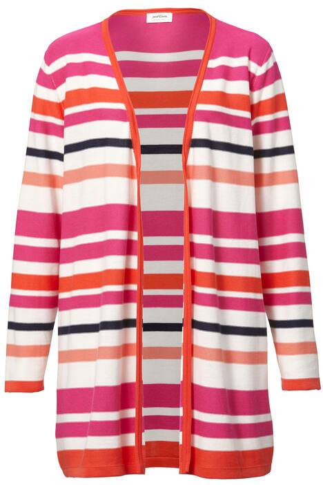 Strickjacke, offene Form, Ringel, Langarm