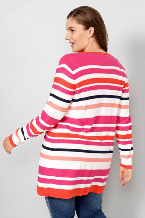 Strickjacke, offene Form, Ringel, Langarm