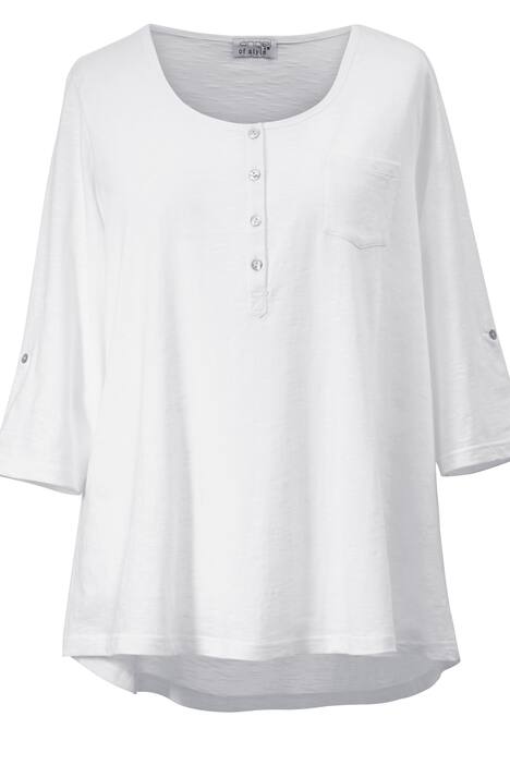 T-Shirt, Rundhals, Knopfleiste, 3/4-Ärmel