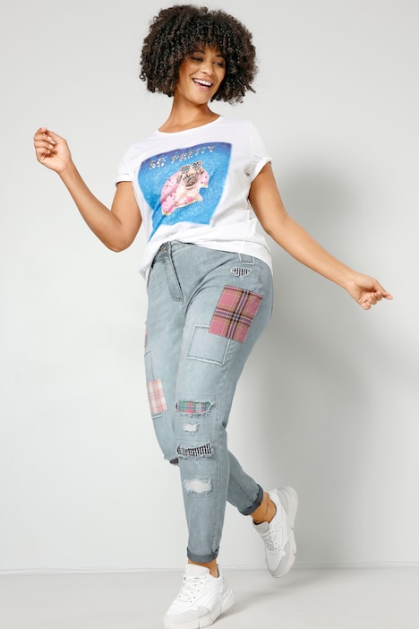 Mom-Jeans, destroyed, Patches, 5-Pocket