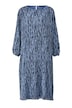 Midi-Plissekleid, Straight Fit, Alloverdruck, Rundhals, Langarm