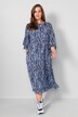 Midi-Plissekleid, Straight Fit, Alloverdruck, Rundhals, Langarm