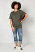 T-Shirt, oversized, U-Boot-Ausschnitt, Rüschen-Halbarm