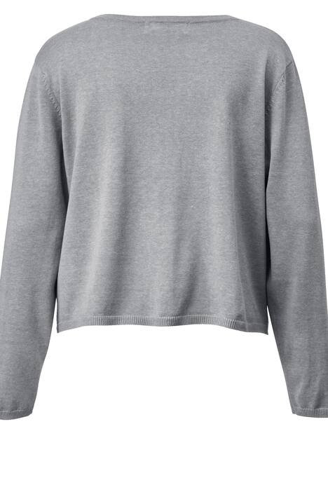 Kurz-Strickjacke, Classic Fit, Feinstrick, Rundhals, Langarm