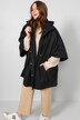 Cape, oversized, waterafstotend, capuchon, tunnelkoord in de taille