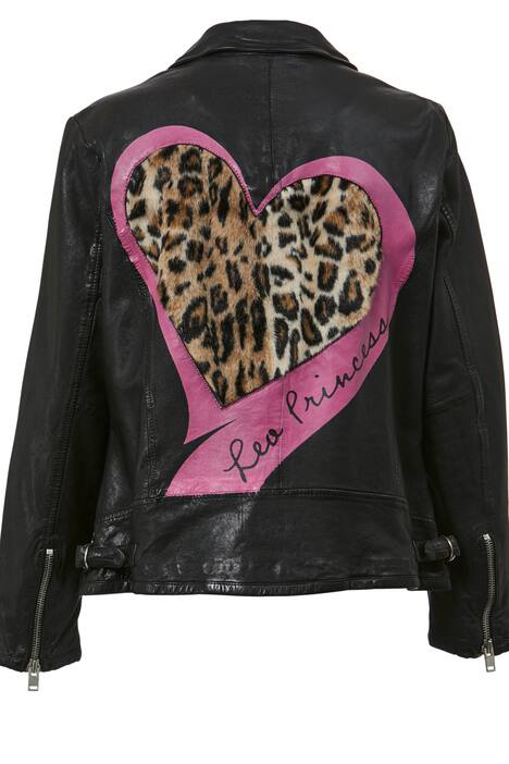 Lederjacke, Bikerjacke, großes Herz auf dem Rücken