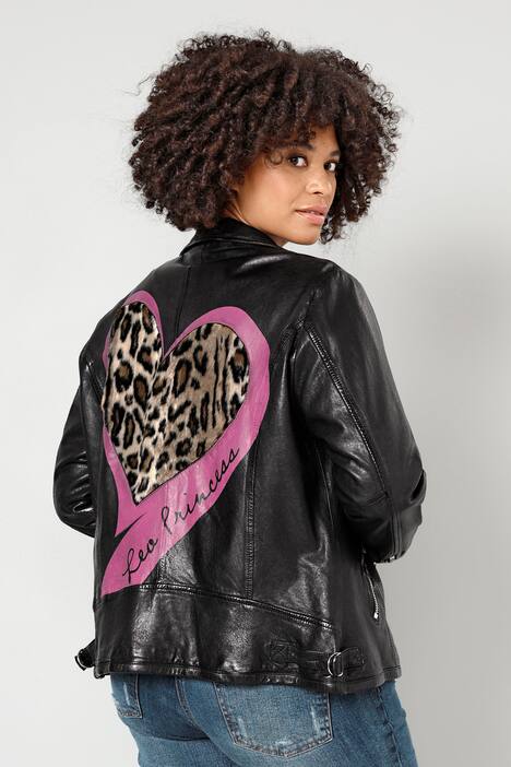 Lederjacke, Bikerjacke, großes Herz auf dem Rücken