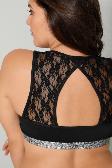 Bustier, Rücken aus Spitze, gemustertes Unterbrustband