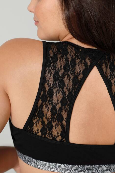 Bustier, Rücken aus Spitze, gemustertes Unterbrustband