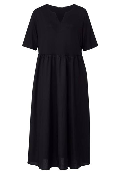 Maxikleid, Materialmix, V-Ausschnitt, langer Halbarm