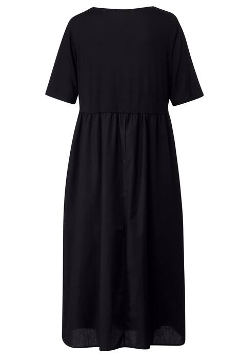 Maxikleid, Materialmix, V-Ausschnitt, langer Halbarm