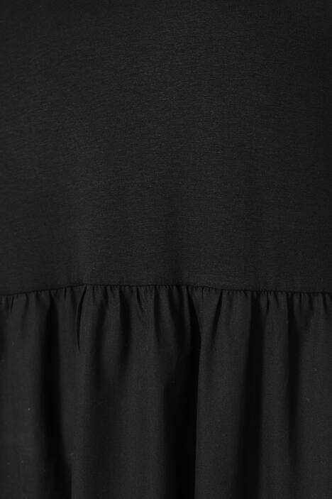 Maxikleid, Materialmix, V-Ausschnitt, langer Halbarm