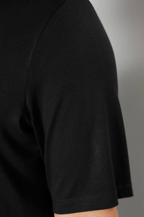 Maxikleid, Materialmix, V-Ausschnitt, langer Halbarm