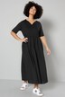 Maxikleid, Materialmix, V-Ausschnitt, langer Halbarm