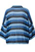 Strickjacke, oversized, Rippstrick, Streifen, offene Form, 3/4-Ärmel